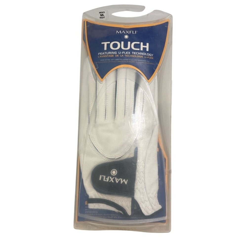 Maxfli Touch Golf Glove Right Hand Mens M/L UFlex Lycra Weave Cabretta Leather